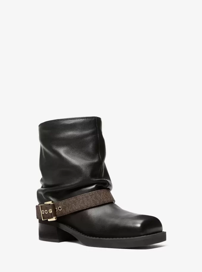 Ghete Colby din piele și logo cu semnătură Ghete Colby din piele și logo cu semnătură