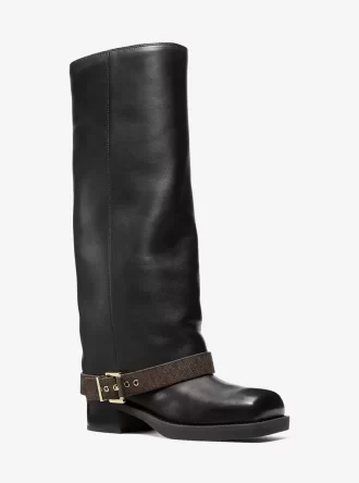 Ghete Colby din piele și logo cu semnătură