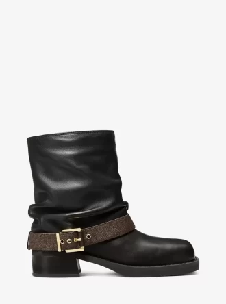 Ghete Colby din piele și logo cu semnătură