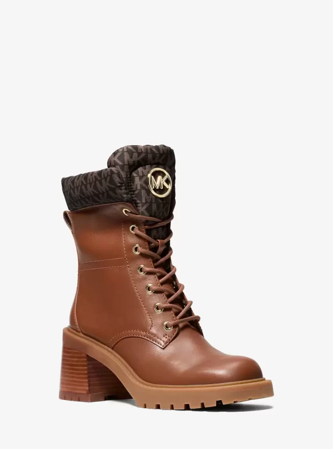 Ghete militare Cade din piele și logo semnătură Ghete militare Cade din piele și logo semnătură