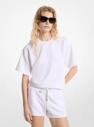 Hanorac cu mânecă scurtă din tricot jacquard cu logo