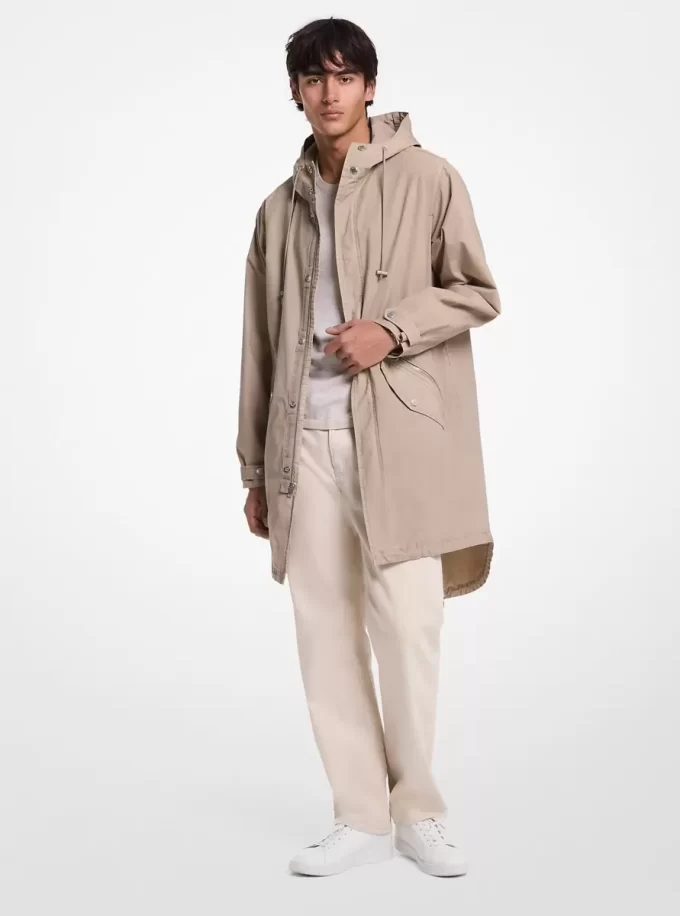 Hanorac din poplin elastic din bumbac, vopsit în haine Hanorac din poplin elastic din bumbac, vopsit în haine