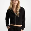 Hanorac scurt cu fermoar, model jacquard și logo Hanorac scurt cu fermoar, model jacquard și logo