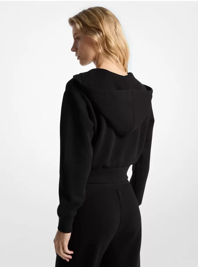 Hanorac scurt cu fermoar, model jacquard și logo Hanorac scurt cu fermoar, model jacquard și logo