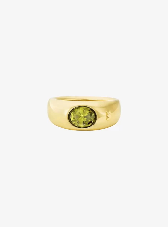 Inel cu sigiliu placat cu metal prețios și zirconiu cubic Inel cu sigiliu placat cu metal prețios și zirconiu cubic