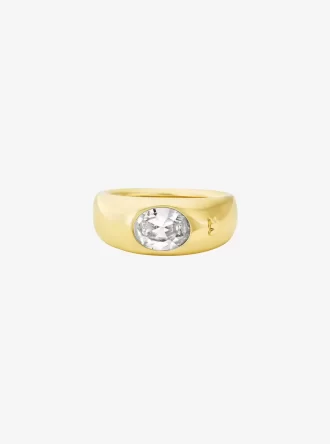 Inel cu sigiliu placat cu metal prețios și zirconiu cubic Inel cu sigiliu placat cu metal prețios și zirconiu cubic