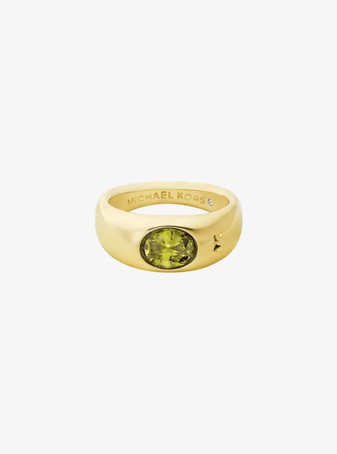 Inel cu sigiliu placat cu metal prețios și zirconiu cubic Inel cu sigiliu placat cu metal prețios și zirconiu cubic