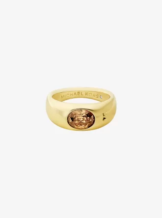 Inel cu sigiliu placat cu metal prețios și zirconiu cubic