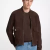 Jachetă bomber din piele întoarsă Jachetă bomber din piele întoarsă