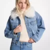 Jachetă din denim cu guler din blană artificială Jachetă din denim cu guler din blană artificială