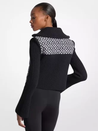 Jachetă matlasată cu logo grafic și tricot