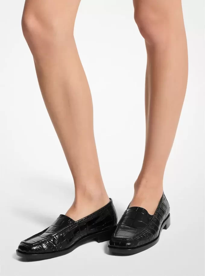 Mocasini Carolyn din piele cu model crocodil în relief Mocasini Carolyn din piele cu model crocodil în relief
