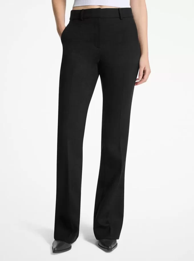 Pantaloni Bootcut din amestec de lână elastică Pantaloni Bootcut din amestec de lână elastică