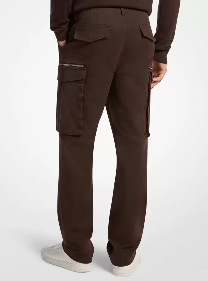 Pantaloni cargo cu fermoar din bumbac elastic Pantaloni cargo cu fermoar din bumbac elastic