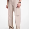Pantaloni cargo cu fermoar din poplin de bumbac Pantaloni cargo cu fermoar din poplin de bumbac