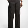 Pantaloni cargo cu fermoar țesut, cu picior larg Pantaloni cargo cu fermoar țesut, cu picior larg