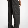 Pantaloni cargo cu fermoar țesut, cu picior larg Pantaloni cargo cu fermoar țesut, cu picior larg