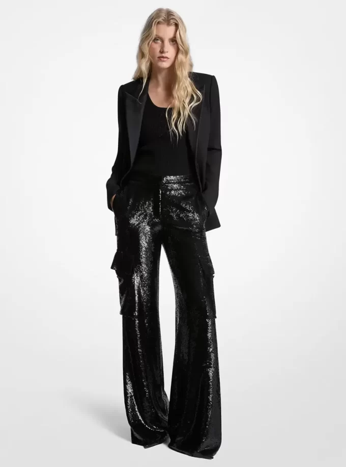 Pantaloni cargo cu paiete Georgette Pantaloni cargo cu paiete Georgette
