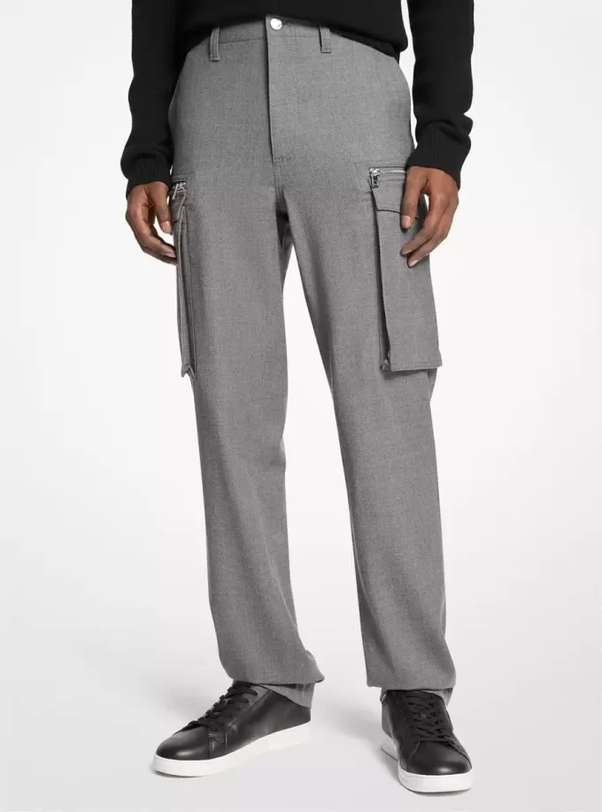 Pantaloni cargo din lână elastică Pantaloni cargo din lână elastică