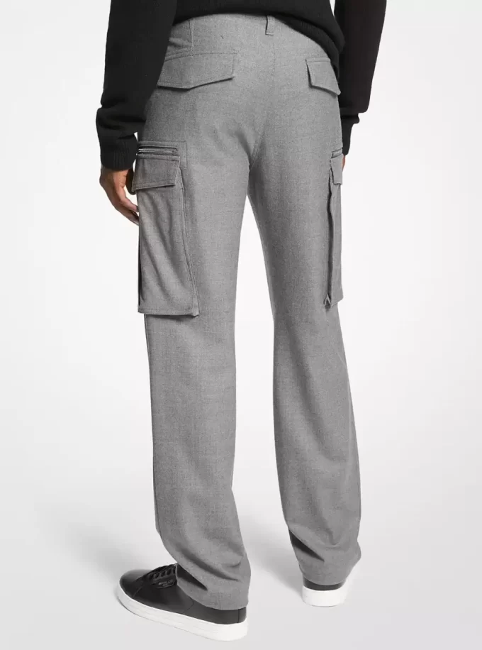Pantaloni cargo din lână elastică Pantaloni cargo din lână elastică