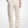 Pantaloni cargo din poplin elastic din bumbac Pantaloni cargo din poplin elastic din bumbac