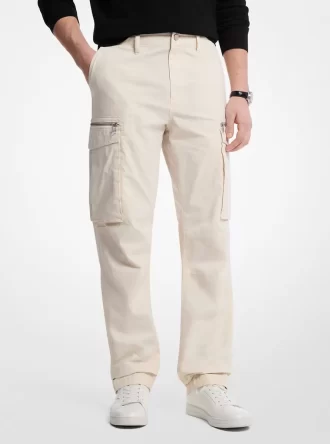 Pantaloni cargo din poplin elastic din bumbac Pantaloni cargo din poplin elastic din bumbac