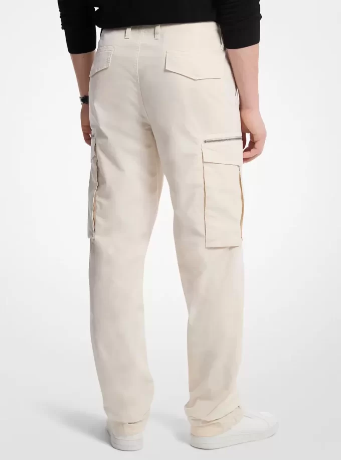 Pantaloni cargo din poplin elastic din bumbac Pantaloni cargo din poplin elastic din bumbac