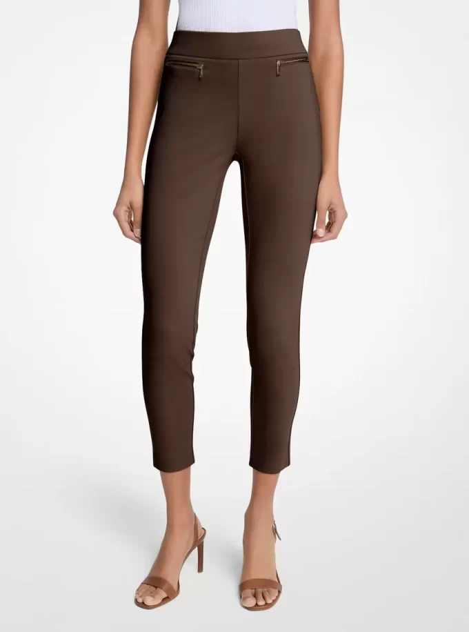 Pantaloni cu fermoar din amestec de viscoză Pantaloni cu fermoar din amestec de viscoză