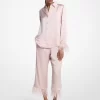 Pantaloni de pijama din satin cu pene