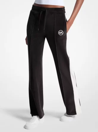 Pantaloni de trening din velur cu dungi