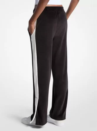 Pantaloni de trening din velur cu dungi