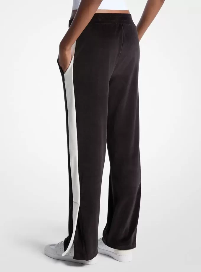 Pantaloni de trening din velur cu dungi