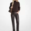 Pantaloni din piele cu picior drept Pantaloni din piele cu picior drept