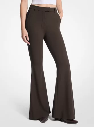 Pantaloni evazați din crep elastic