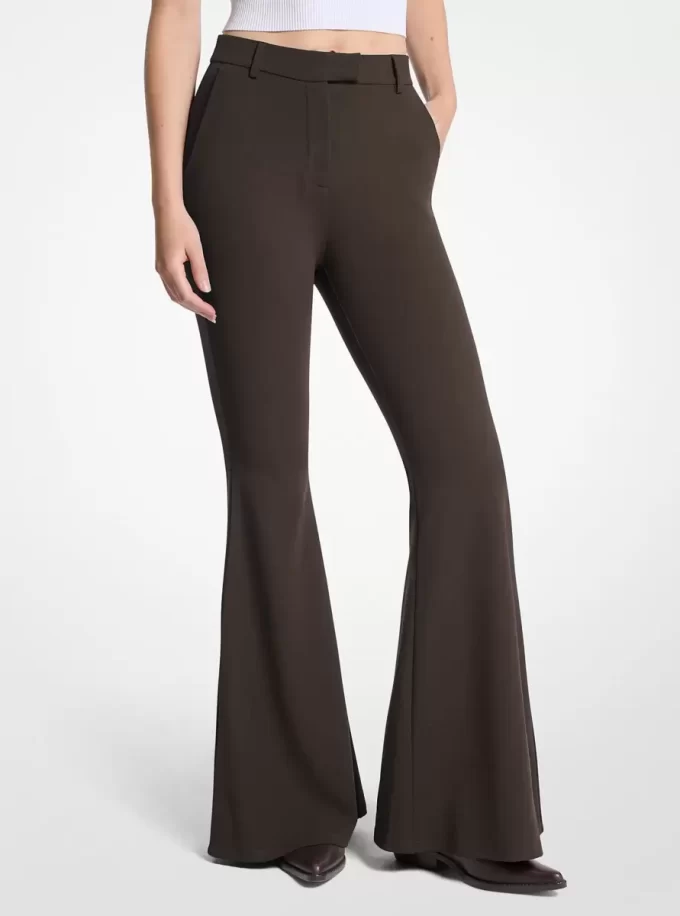 Pantaloni evazați din crep elastic Pantaloni evazați din crep elastic