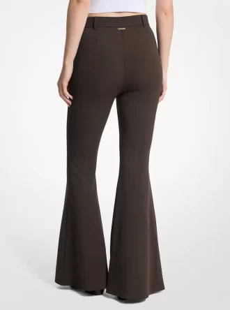 Pantaloni evazați din crep elastic