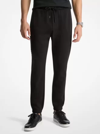 Pantaloni jogger din amestec de bumbac cu logo în relief Pantaloni jogger din amestec de bumbac cu logo în relief