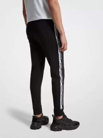 Pantaloni jogging din amestec de bumbac cu bandă cu logo