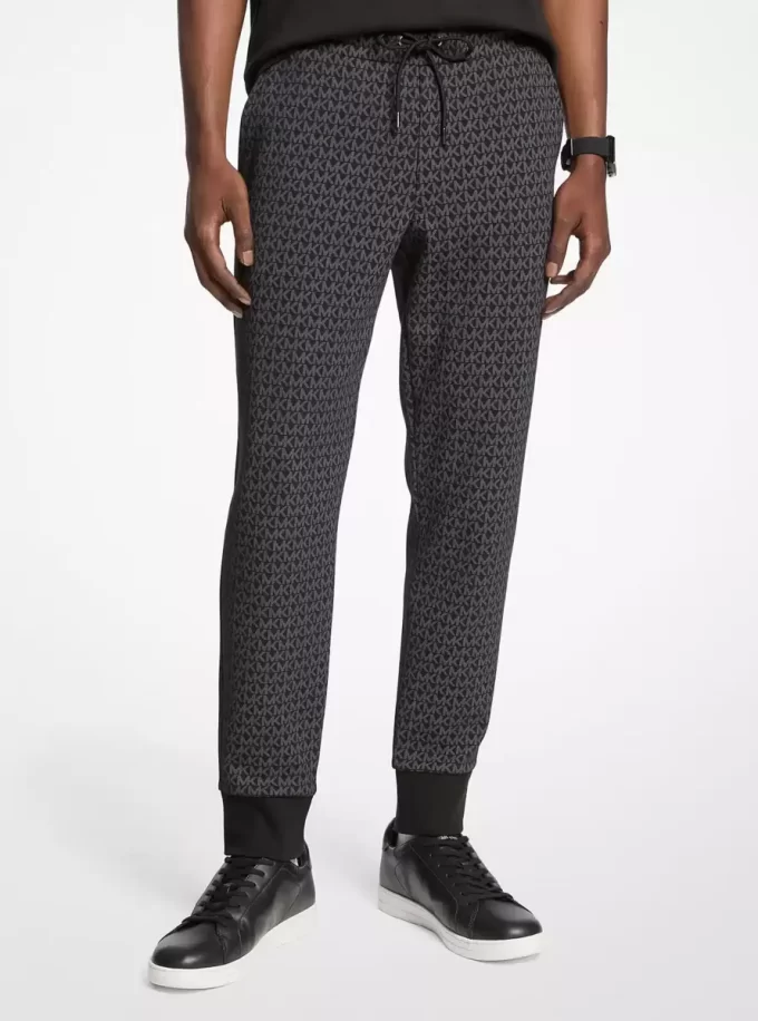 Pantaloni jogging din amestec de bumbac cu imprimeu cu logo-ul semnăturii Pantaloni jogging din amestec de bumbac cu imprimeu cu logo-ul semnăturii