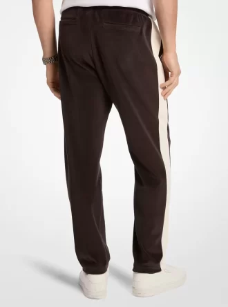 Pantaloni jogging din velur cu dungi