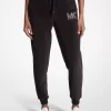 Pantaloni jogging din velur cu logo decorat