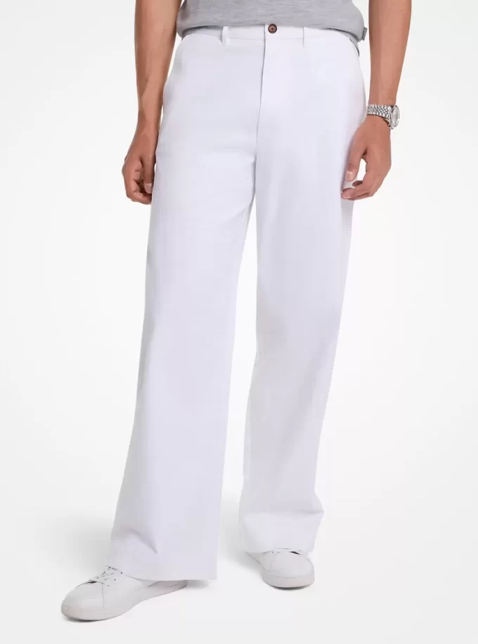 Pantaloni largi din bumbac elastic Pantaloni largi din bumbac elastic