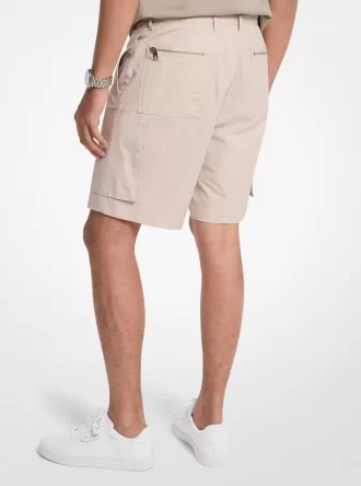Pantaloni scurți cargo cu fermoar din poplin de bumbac