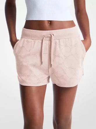 Pantaloni scurți din amestec de bumbac cu broderie de inimă