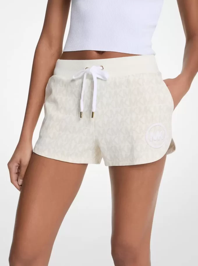 Pantaloni scurți din amestec de bumbac cu imprimeu logo Pantaloni scurți din amestec de bumbac cu imprimeu logo