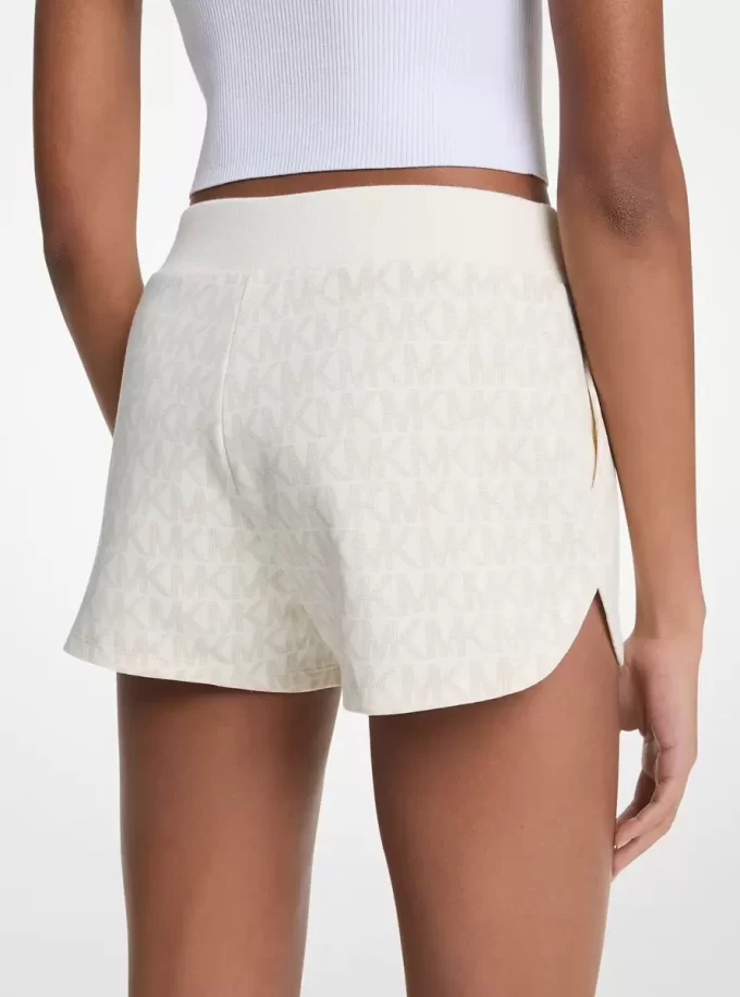 Pantaloni scurți din amestec de bumbac cu imprimeu logo Pantaloni scurți din amestec de bumbac cu imprimeu logo