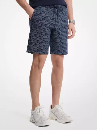 Pantaloni scurți din amestec de bumbac cu logo semnătură