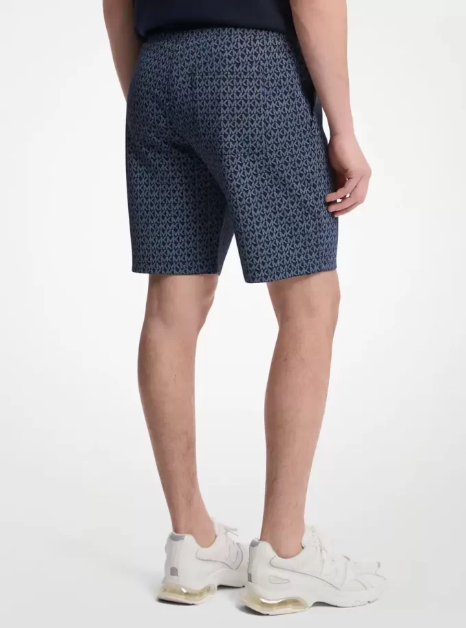 Pantaloni scurți din amestec de bumbac cu logo semnătură Pantaloni scurți din amestec de bumbac cu logo semnătură