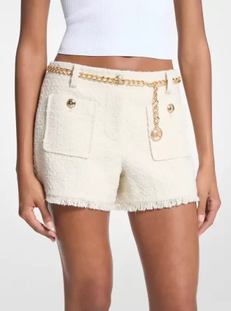 Pantaloni scurți mini din tweed cu gene