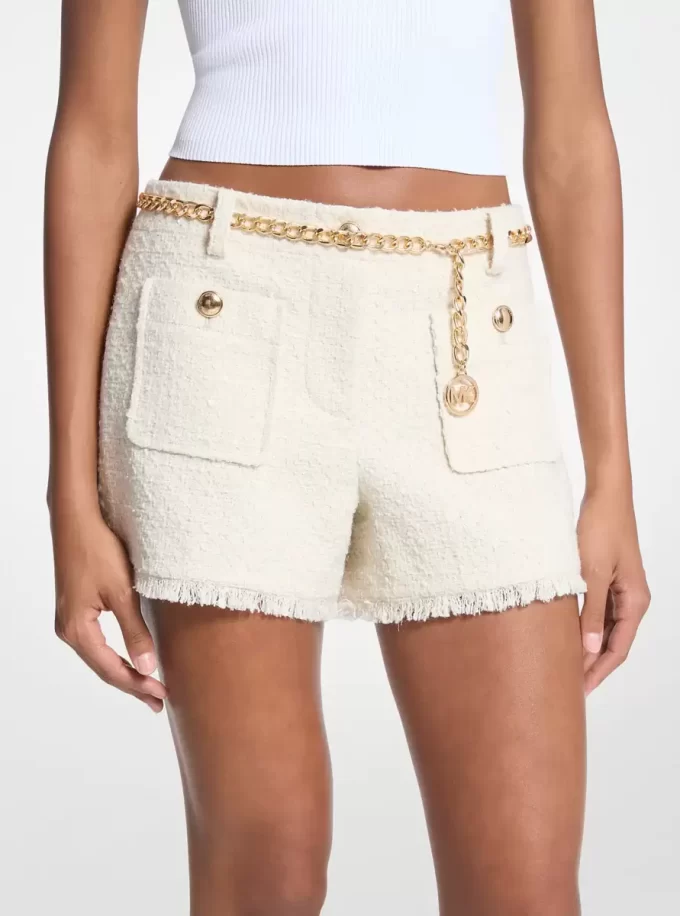 Pantaloni scurți mini din tweed cu gene